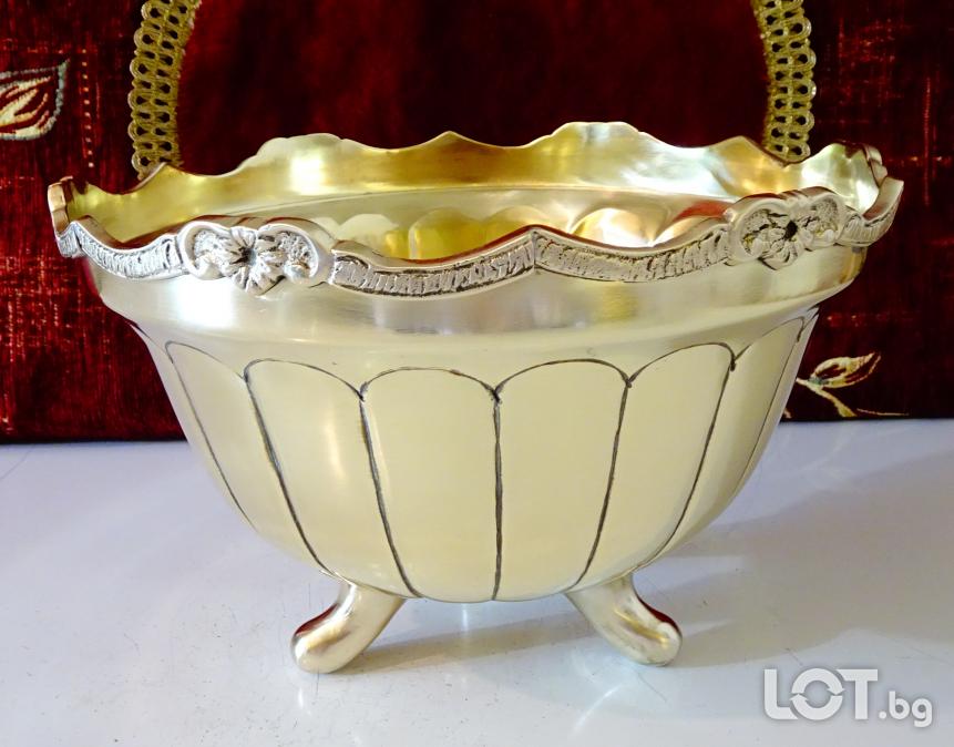 Викторианска бронзова салатиера, купа, 1 кг., позлата.