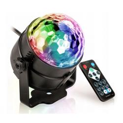 LED диско лампа RGB с дистанционно  Музикален режим, въртящ ефект, за