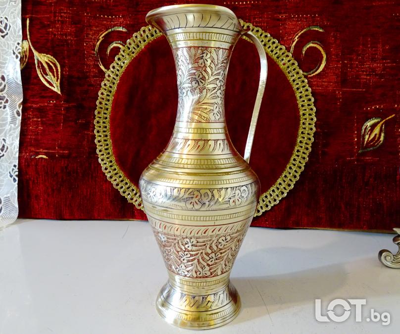 Бронзова кана за вино, цветен клетъчен емайл, 1.2 л.