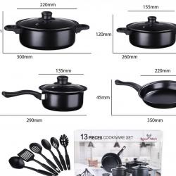 Комплект съдове за готвене от 13 части, незалепващо покритие, за изпол..