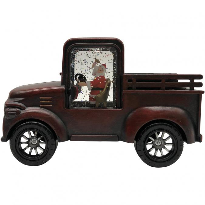 Ретро светеща коледна декорация Кола с Дядо Коледа  винтидж празнич