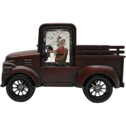 Ретро светеща коледна декорация Кола с Дядо Коледа  винтидж празнич