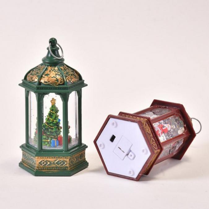 Коледен светещ фенер с въртящ се снежен ефект  уют и коледна магия