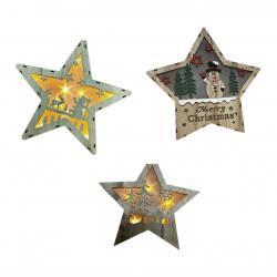 Дървена светеща настолна фигурка Звезда, Размер 20x20x2,50 см Вариант