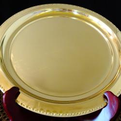 Бронзов поднос 32 см., 550 гр., перлен релеф.