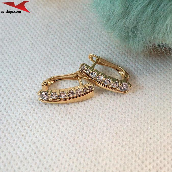 Обеци с 14К златно покритие и с цирконий