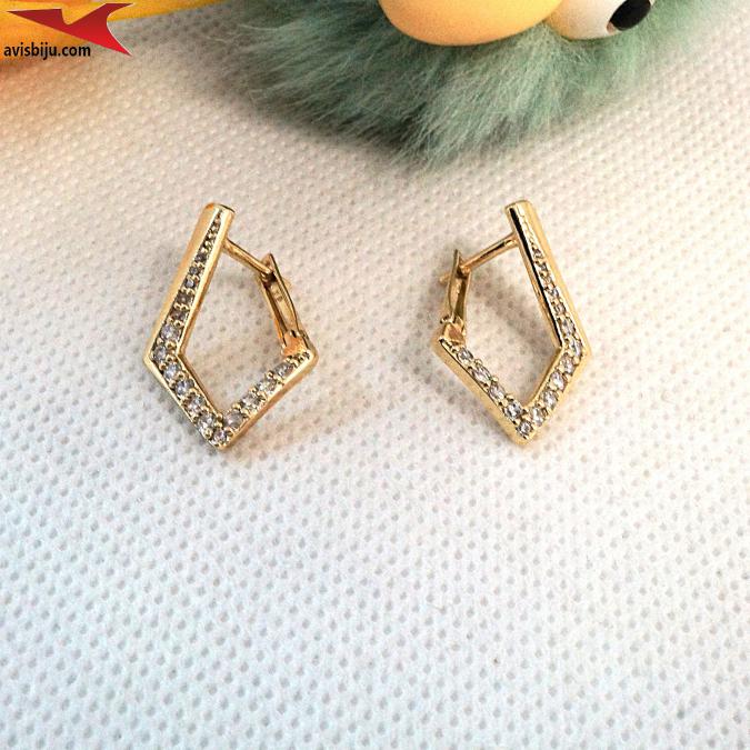 Обеци с 14К златно покритие и с цирконий