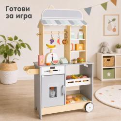 Детски дървен магазин и фуудтрак с ледогенератор и аксесоари