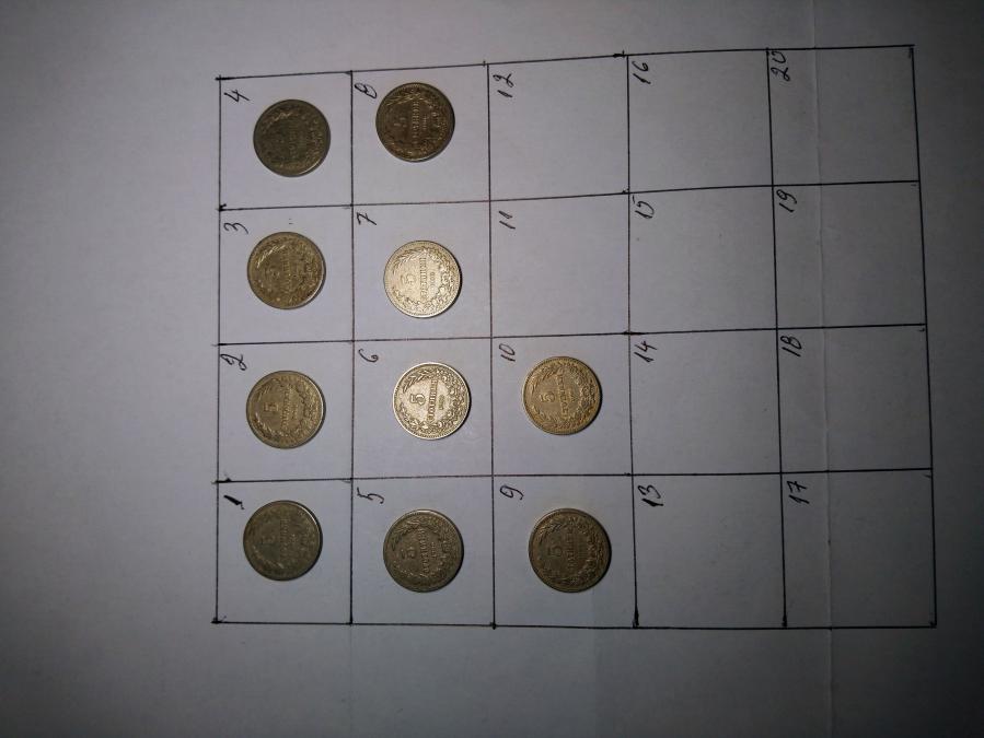 10 броя монети по 5 стотинки от 1906 г.