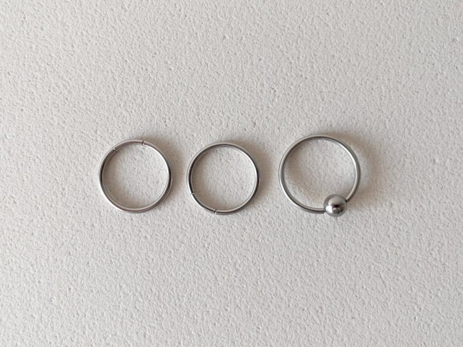 Сет 3 бр стоманени обеци-халки  20 и 21 мм