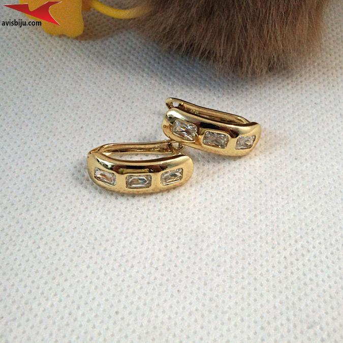 Обеци с 14К златно покритие и с цирконий