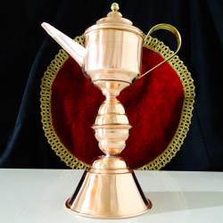 Медна маслена лампа, чиста червена мед.