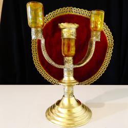 Уникален бронзов свещник, релефни орнаменти.