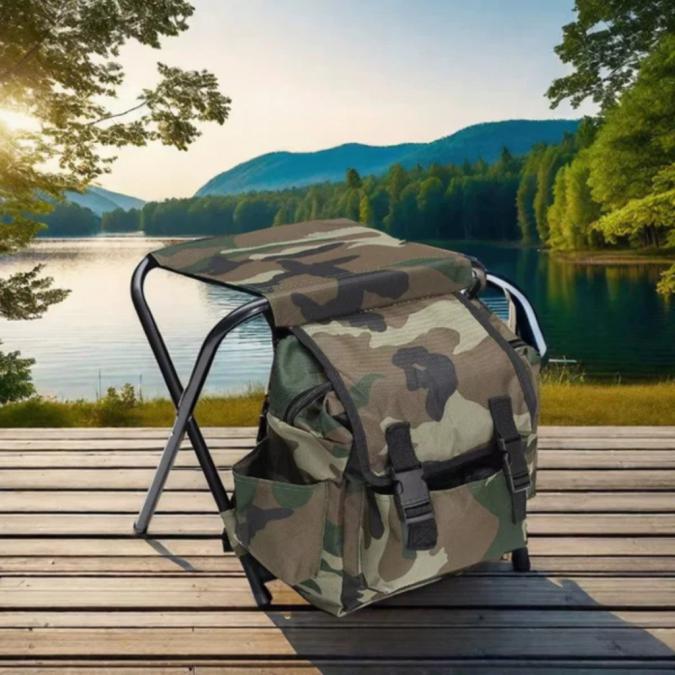 Камуфлажна раница-табуретка 2 в 1  Удобство и практичност за къмпинг,