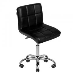 Козметичен стол - табуретка с облегалка A-5299 - черна бяла 48 61 см