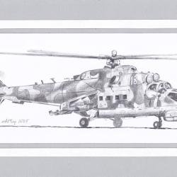 Вертолет Ми-24. Рисунка с молив.