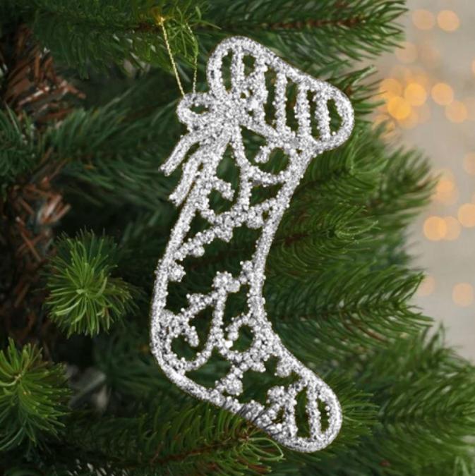Коледна блестяща украса за елха във форма на Коледен чорап