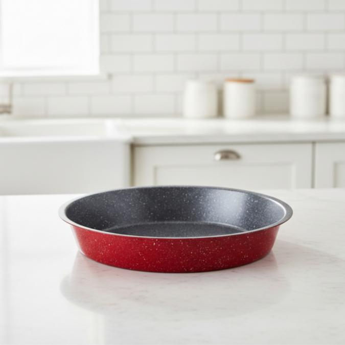 Премиум кръгла тава с мраморно покритие  идеална за сладкиши и печени