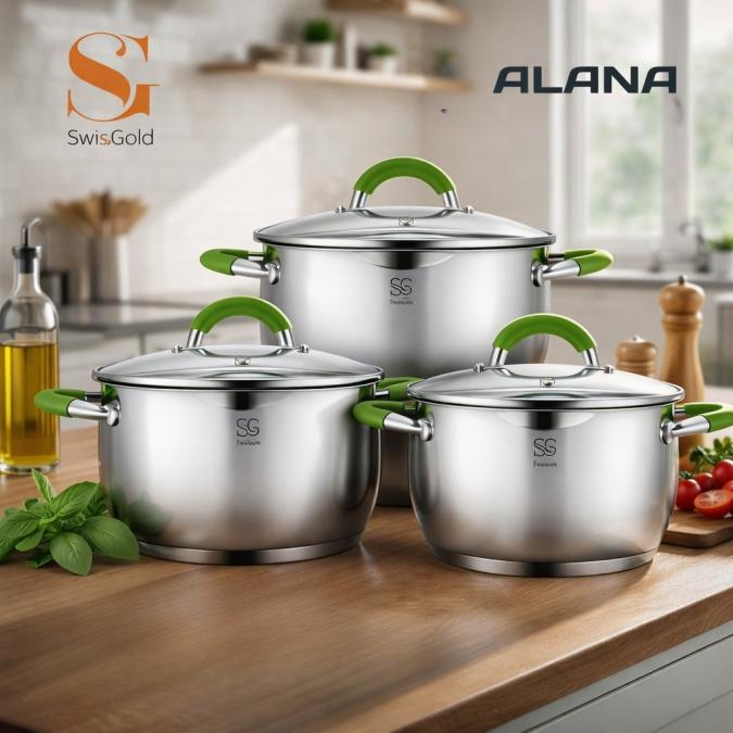 Swissgold Alana - Комплект 3 тенджери с 5-слойно дъно