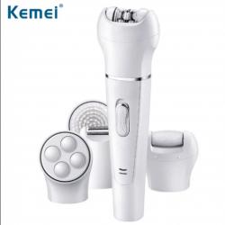 Епилатор Kemei 5 в 1, Бръснене, Масаж, Почистване и Ексфолиране