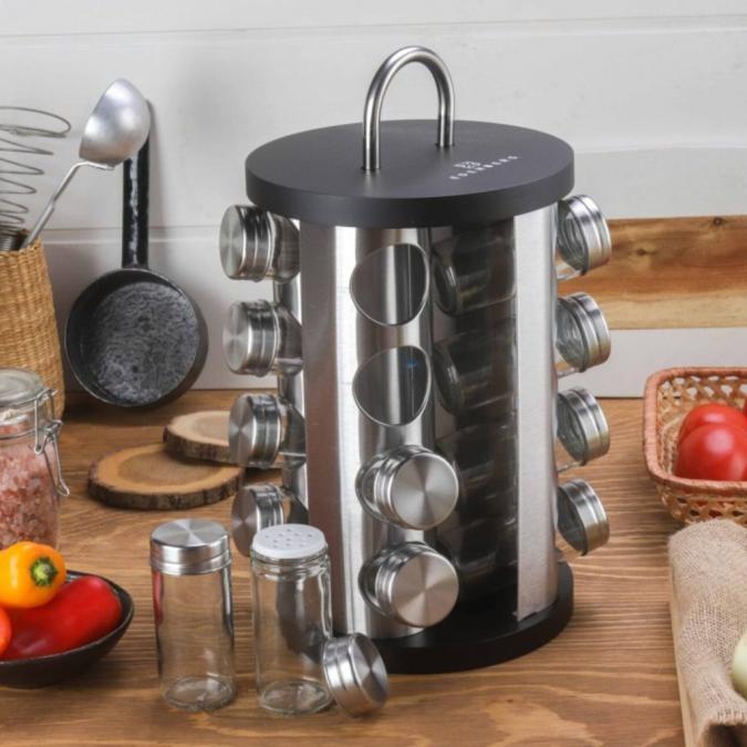 Бурканчета за подправки на стойка Edenberg Eb-4027, 16 бр, Въртене на