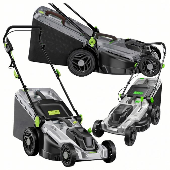 Мощна електрическа косачка за трева 2400w  50 литра кош и 5 степени н