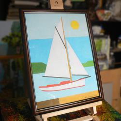 Маслена картина с платноходка, минимализъм.