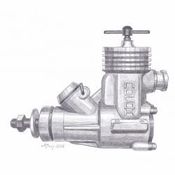 Моделарски двигател Посон. Рисунка с молив.