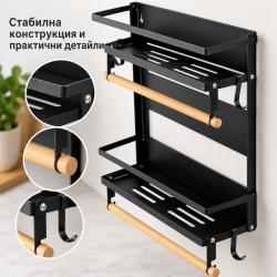 Двоен магнитен кухненски рафт 2 в 1 за хладилник  Органайзер за подпр