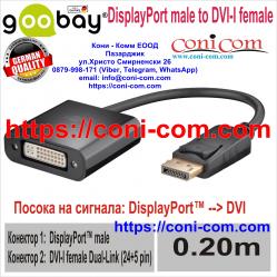 Displayport male to Dvi-i female 24 5pin Goobay