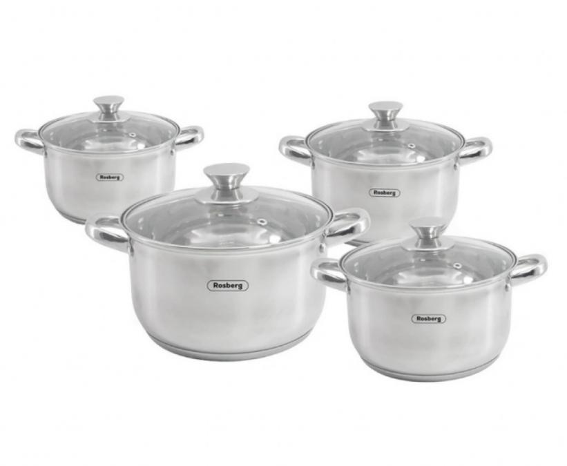 Комплект тенджери Rosberg 16 18 20 24см. - 1.8 2.5 3.4 5.8л., Неръжд. ..
