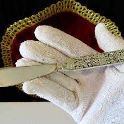 Нож за масло, калаена дръжка, викинги, драконов кораб.