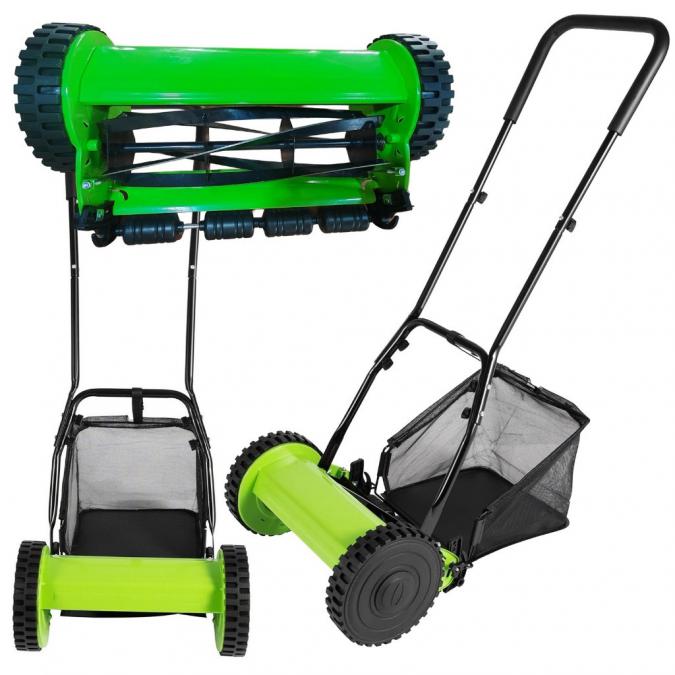 Ръчна косачка за трева с кош 40 см 16, 5 остриета, регулируема висо