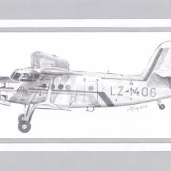 Самолет Ан-2, рисунка с молив. Авиация. Авиационен арт.