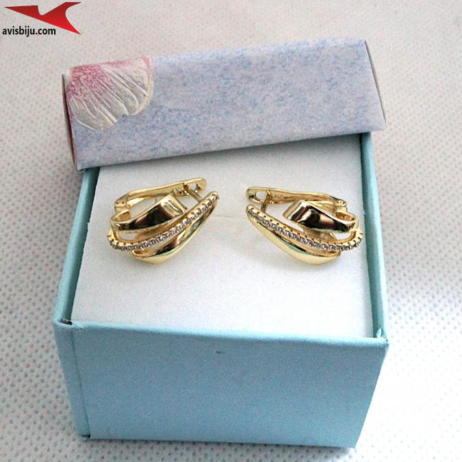 Обеци с 14К златно покритие и с цирконий