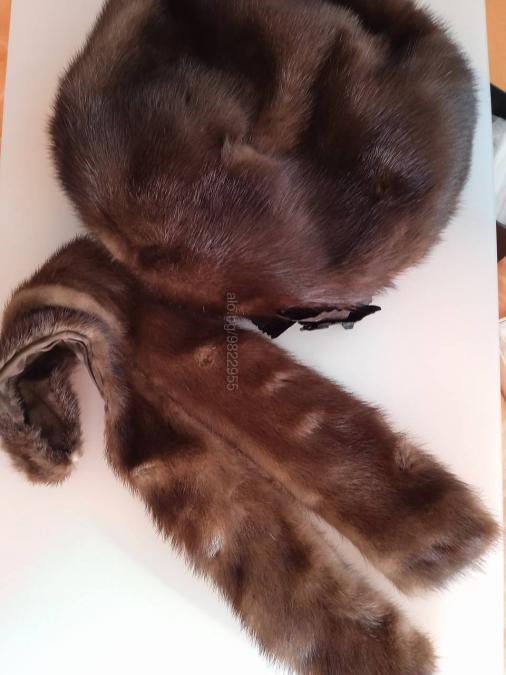 Кожена яка от естествен косъм норка