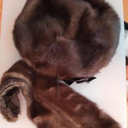 Кожена яка от естествен косъм норка