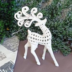 3230 Коледна декорация бял елен с красиви рога