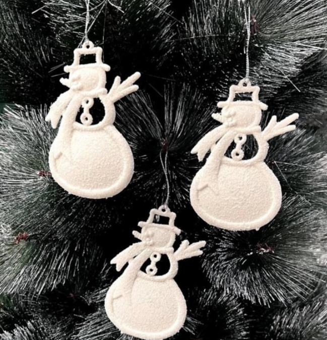 Коледна украса за елха - Блестящ орнамент във формата на снежен човек