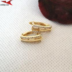 Обеци с 14К златно покритие и с цирконий