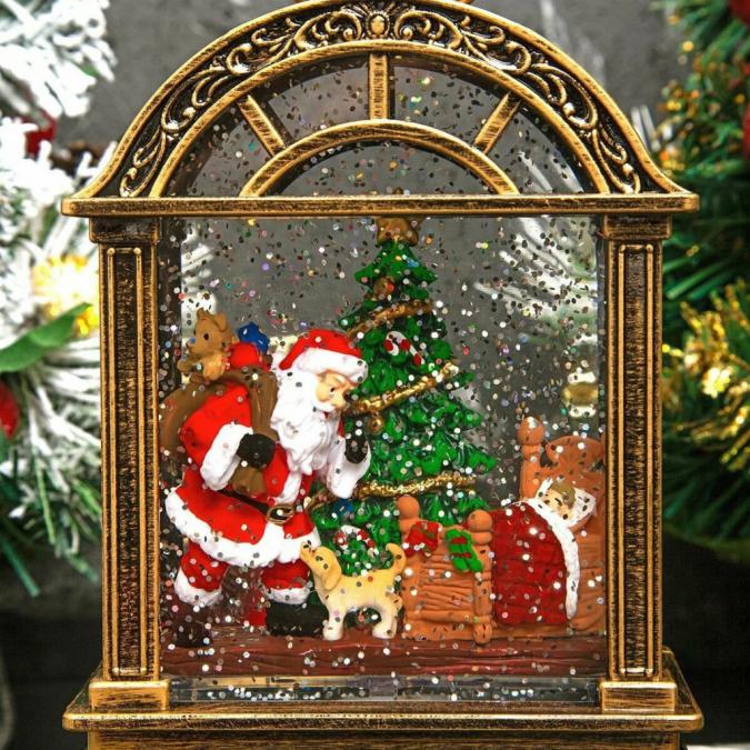 Коледен фенер с музика и снежен ефект  празнична лампа с LED светлина