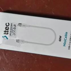 Обратен кабел за данни, USB тип C към Lightning, 20 см, бял