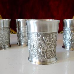 Чаша за ракия, шот от калай, средновековен поход.
