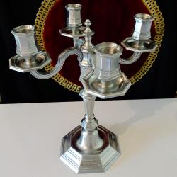Christofle свещник четворка от калай 1.7 кг., модел Cluny.