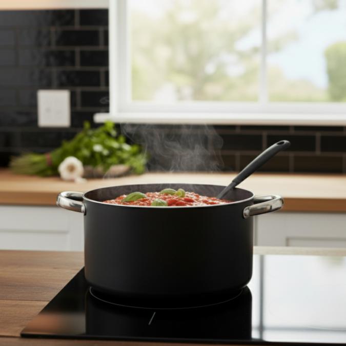 Алуминиева тенджера с мраморно покритие и капак  здравословно готвене