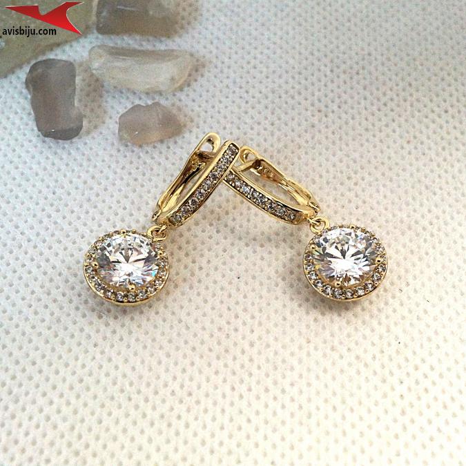 Обеци с 14К златно покритие и с цирконий