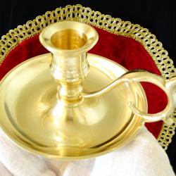 Бронзов свещник с дръжка 240 гр., барок.