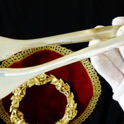 Посребрена бронзова щипка за лед, захар.