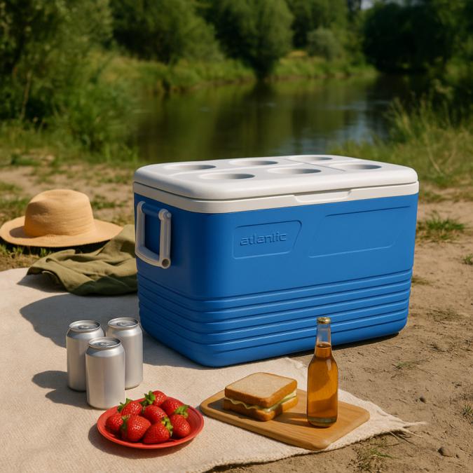 Хладилна кутия Atlantic 60l, пасивна, синя, с поставки за чаши