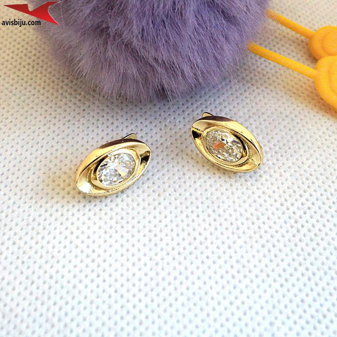 Обеци с 14К златно покритие и с цирконий
